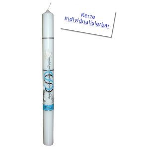 Kommunionkerze weiß, Kreuz von Prell