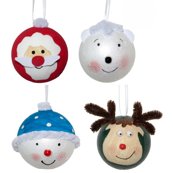 Bastelset Weihnachtskugeln von Prell, 4er Set, D: 7 cm