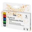 Kreul Glass &amp; Porcelain Pen Glitter medium 5er-Set