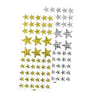 Ziersticker Sterne gold und silber von ca. 15 - 30 mm