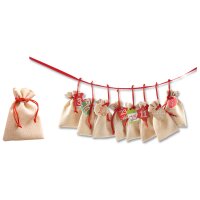 Adventskalender Set, Beutel in Jute Optik