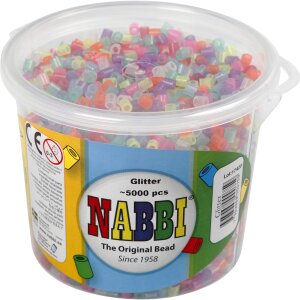 Nabbi® Bügelperlen Glitter im Eimer mit ca. 5000...