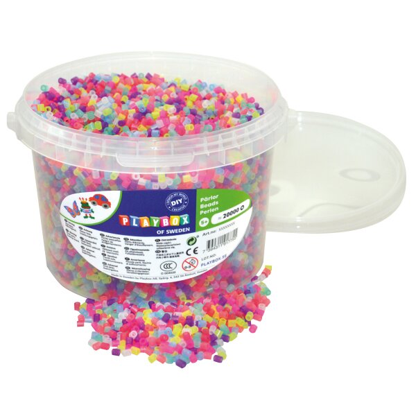 Nabbi® Bügelperlen Glitter im Eimer mit ca. 20000 Stück 5 mm