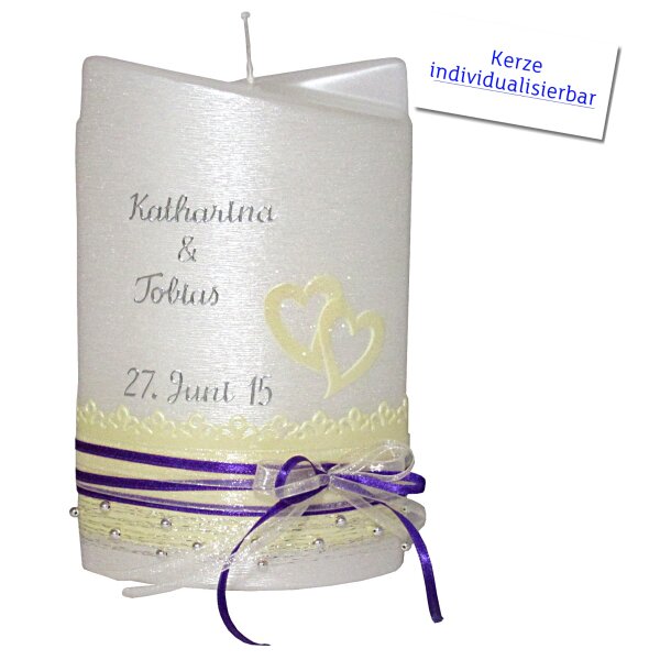 Hochzeitskerze Ellipse, 2 flügelig, beige von Prell