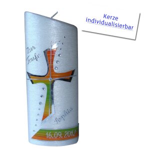 Taufkerze Ellipse abgeschrägt, Kreuz von Prell