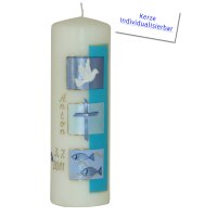 Taufkerze Stumpenkerze, elfenbein, Symbole von Prell
