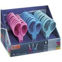 Jubiläumsangebot: Display mit 24 Softgrip Kinderscheren Westcott®  mit runder Spitze, versch. farbig sortiert
