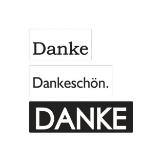 Labels Danke, 30 x 15 mm, 40 x 15 mm, 50 x 15 mm, 3 Stück