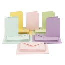 Karten und Kuverts, in 5 Pastellfarben sortiert, 50 Sets