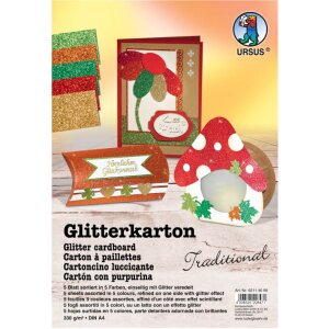 Glitterkarton Traditional, DIN A4, 5 Blatt sortiert in 5...