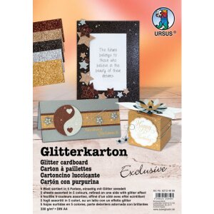 Glitterkarton Exclusive, DIN A4, 5 Blatt sortiert in 5...