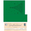 Grußkarten tannengrün gelasert und genutet, Tannenbaum, 5 Doppelkarten 220 g/m², DIN A6