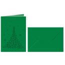 Grußkarten tannengrün gelasert und genutet, Tannenbaum, 5 Doppelkarten 220 g/m², DIN A6