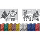Kreativset Sandbilder Weihnachtsabend, 2 Blatt in 2 versch. Motiven, 10 Packungen Sand in versch. Farben