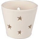 Teelichthalter mit Sternen aus wei&szlig;em Terrakotta,...