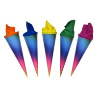 Geschwisterschultüten regenbogen 10 Stück rund 35 cm lang