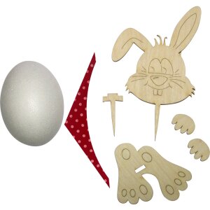 Bastelset Dicker Hase mit rotem Tuch, 20 cm