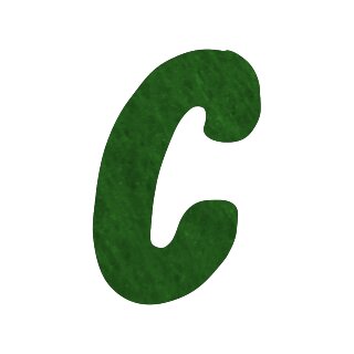Filzbuchstabe einzeln, ca. 33 mm hoch, 1 Stück C in grün
