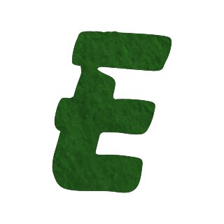 Filzbuchstabe einzeln, ca. 33 mm hoch, 1 Stück E in grün