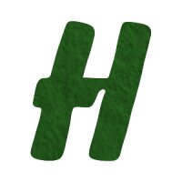 Filzbuchstabe einzeln, ca. 33 mm hoch, 1 Stück H in grün