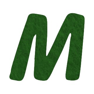 Filzbuchstabe einzeln, ca. 33 mm hoch, 1 Stück M in grün