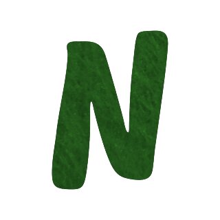Filzbuchstabe einzeln, ca. 33 mm hoch, 1 Stück N in grün