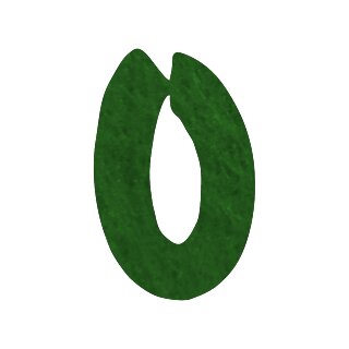 Filzbuchstabe einzeln, ca. 33 mm hoch, 1 Stück O in grün