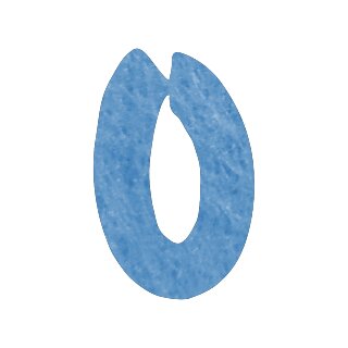 Filzbuchstabe einzeln, ca. 33 mm hoch, 1 Stück O in hellblau