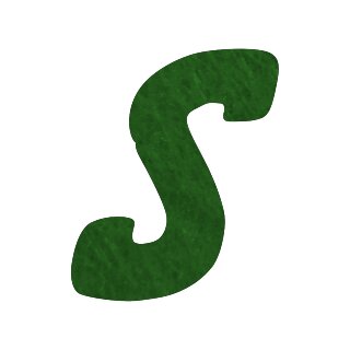 Filzbuchstabe einzeln, ca. 33 mm hoch, 1 Stück S in grün