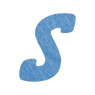 Filzbuchstabe einzeln, ca. 33 mm hoch, 1 St&uuml;ck S in hellblau