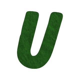 Filzbuchstabe einzeln, ca. 33 mm hoch, 1 Stück U in grün