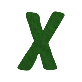 Filzbuchstabe einzeln, ca. 33 mm hoch, 1 Stück X in grün