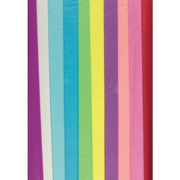 Seidenpapier 20 Bogen in 10 Farben sortiert, 50 x 70 cm