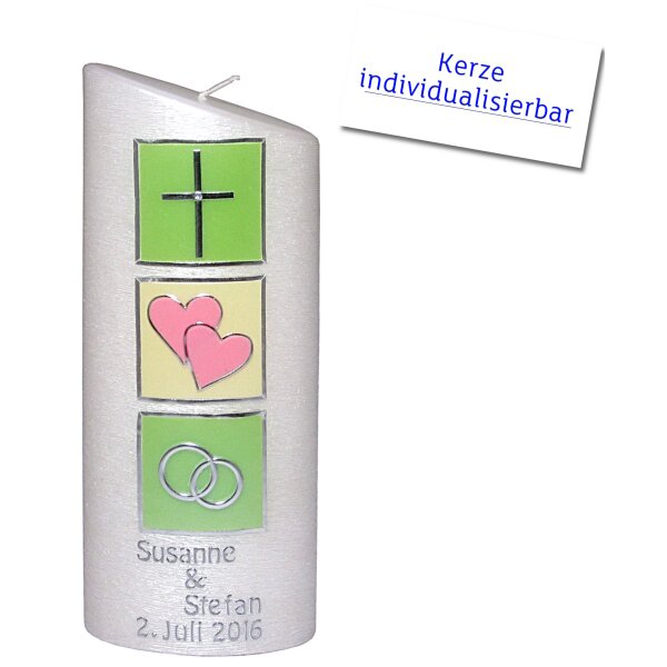Hochzeitskerze Ellipse abgeschrägt, Symbole von Prell