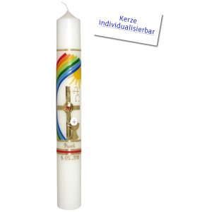 Kommunionkerze weiß, Regenbogen von Prell