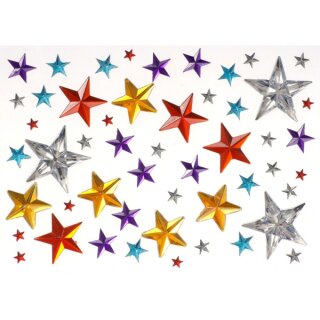 Glitzersteine Sterne, bunt sortiert, 50 tlg., selbstklebend
