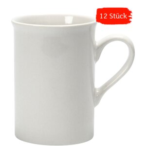 Becher Tasse, 12er-Set, aus weißem Porzellan