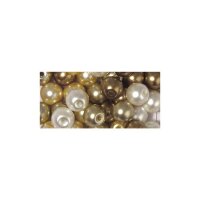 Renaissance Glaswachsperlen, halbtransp., 10 mm, m.Großloch, Dose 32 Stück, weiß/beige Mix