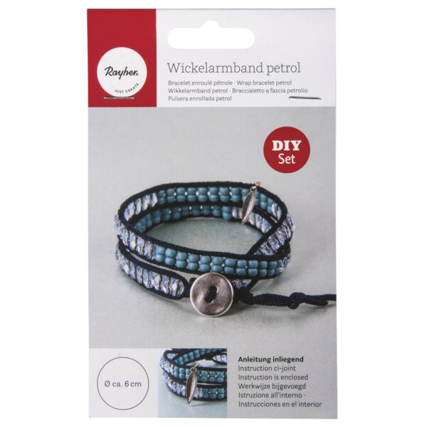 Bastelpackung: Wickelarmband petrol/blau, Set 1Stück