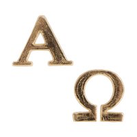Wachsmotiv: Alpha + Omega, 2,5cm, SB-Btl 2Stück, gold