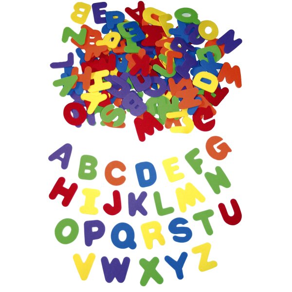 Moosgummi Große Buchstaben, 4,5 - 5 cm groß, 130 Stück in 6 Farben, 3,60