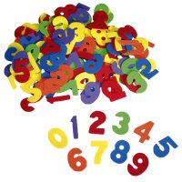 aus - Moosgummi Große Zahlen, 4,5 - 5 cm groß, 150 Stück in 6 Farben