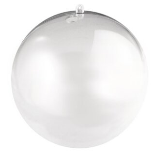Plastik-Kugel, 2 tlg., 10 cm, mit 15 mm Loch für LED Kette, kristall