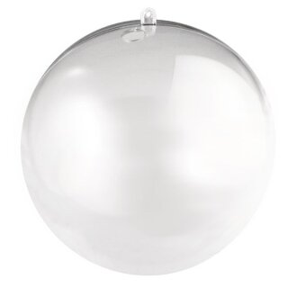 Plastik-Kugel, 2 tlg., 12 cm, mit 15 mm Loch für LED Kette, kristall