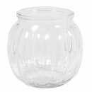 Glas Vase, bauchig mit Rillen, 12x12x11cm, 700ml, Öffnung ø7,5cm