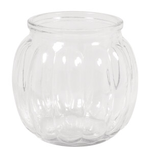 Glas Vase, bauchig mit Rillen, 12x12x11cm, 700ml,...