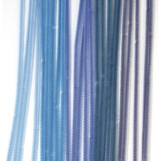 Chenilledraht, 30 cm, SB-Btl. 25 St&uuml;ck, St&auml;rke 6 mm, blau-T&ouml;ne, sortiert