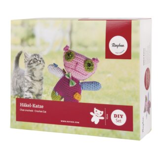 Bastelpackung: H&auml;kel-Katze, 12cm, Box 1St&uuml;ck