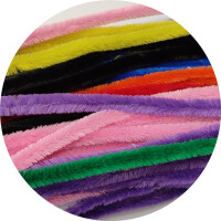 Chenilledraht Pfeifenputzer D: 14 mm L: ca. 50 cm, 100 Stück sort. extra plüschig