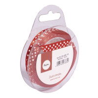 Satinband mit Punkten, 9,5mm, SB-Rolle 10m, rot